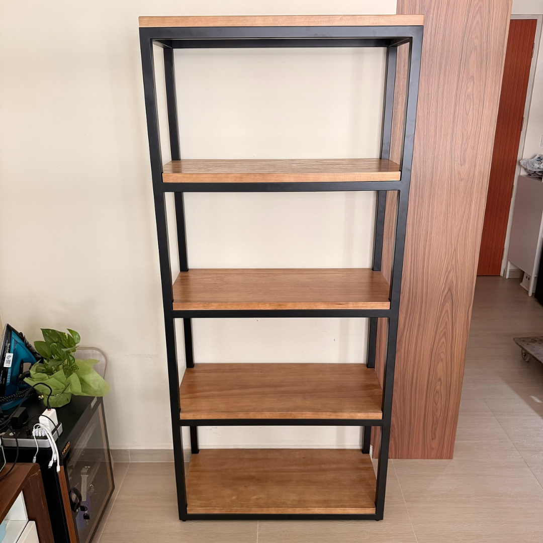 Steel Frame with Solid Wood Shelves